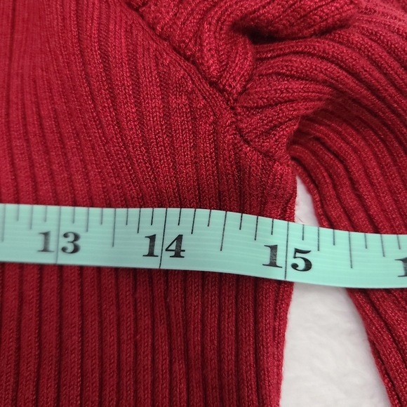 Anne Klein ribbed mock turtle neck with ruffles long sleeves - Picture 2 of 4